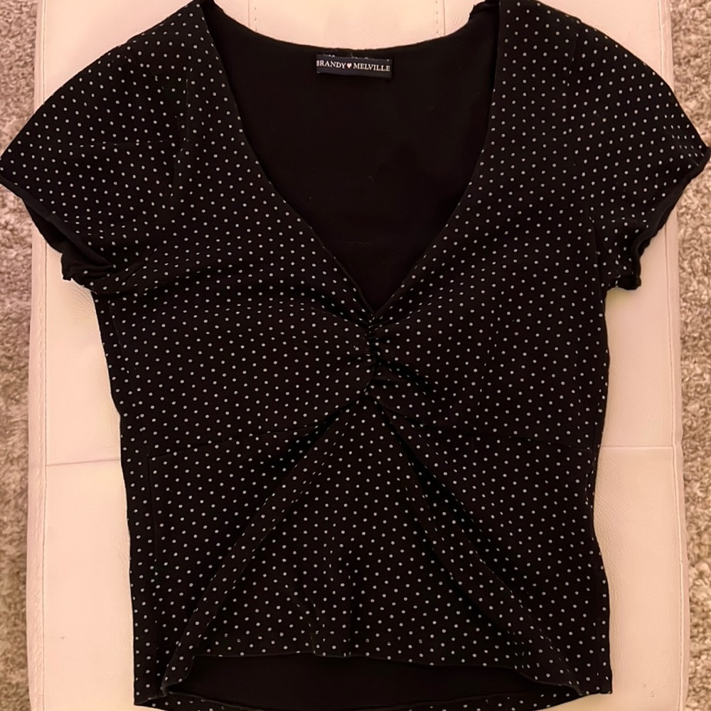 Brandy Melville black polkadot zelly top